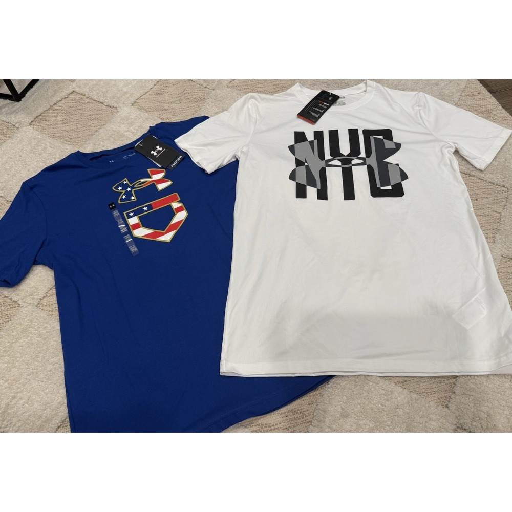 Under Armour Freedom Flag Baseball 4th Of July Short Sleeve Shirts Youth XL NWT